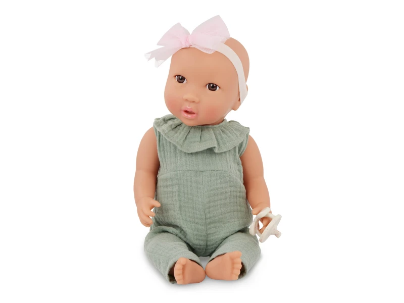 Bábika 35 cm v overale s čelenkou