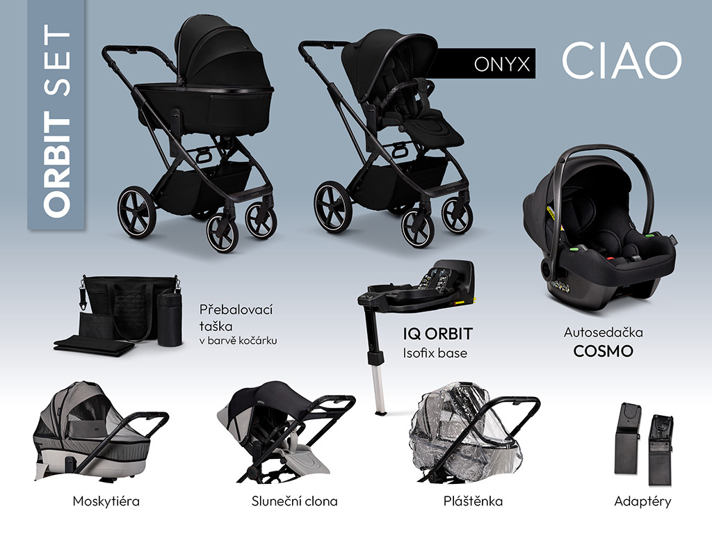 Kombinovaný kočík MOON CIAO ORBIT set - ONYX + držiak na nápoj ako DARČEK