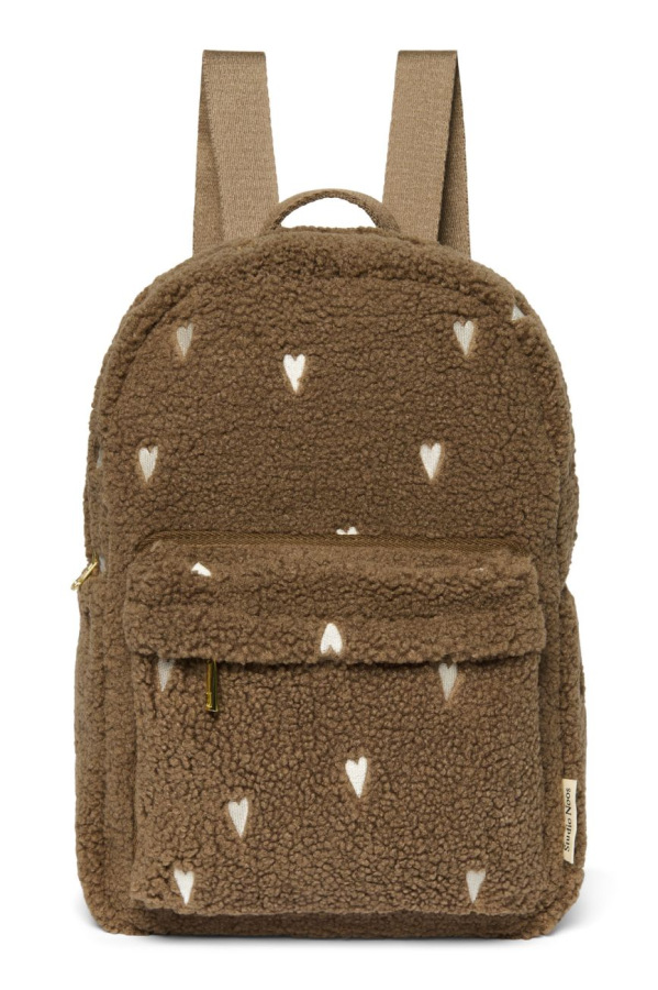 STUDIO NOOS - Teddy Midi BACKPACK - batôžtek s predným vreckom | Brown Hearts