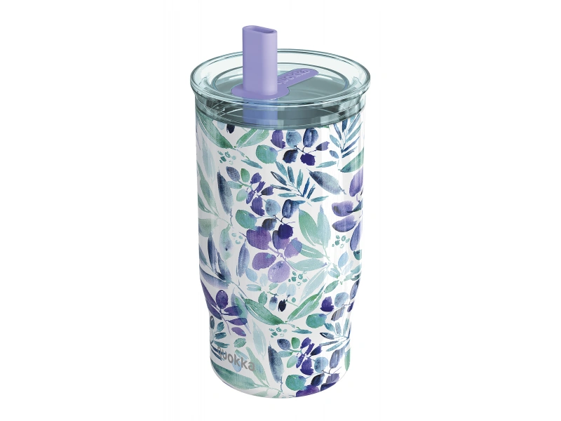 Nerezový termohrnček so slamkou Mist Violet Blooms 720 ml