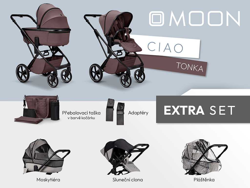 Moon CIAO lacný EXTRA Set kočíka - Tonka + držiak na nápoj ako DARČEK