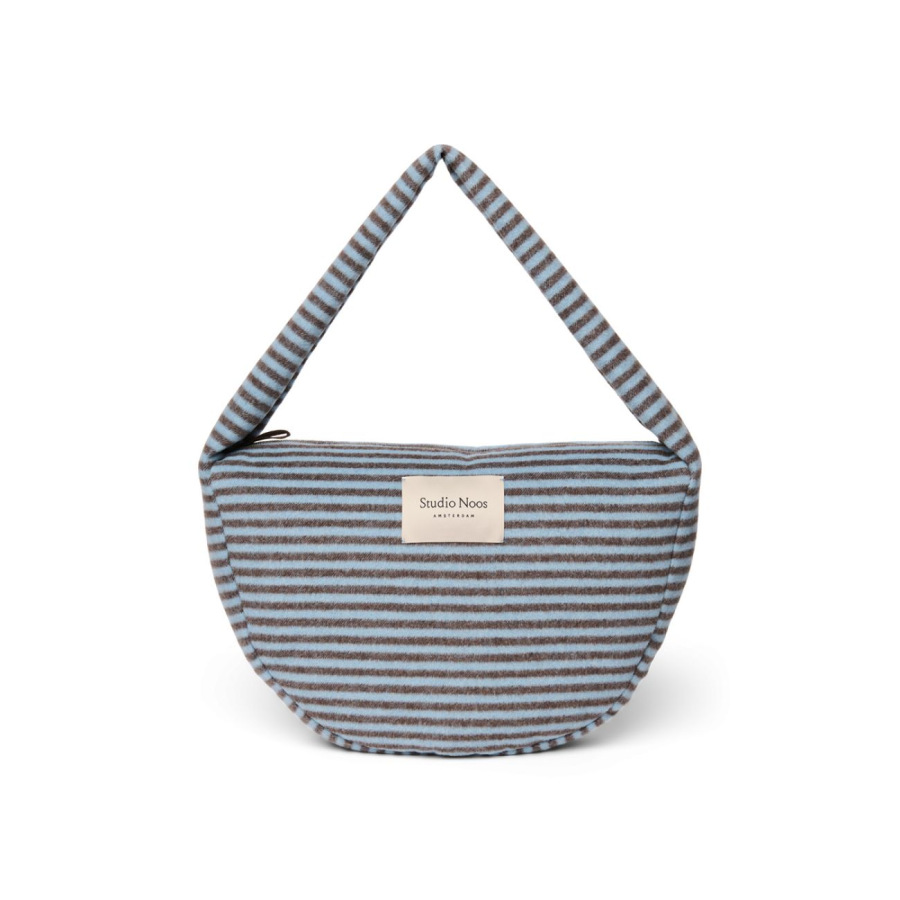 STUDIO NOOS - VLNENÁ Cross Body Bag Stripy Wool | LIght Blue Brown