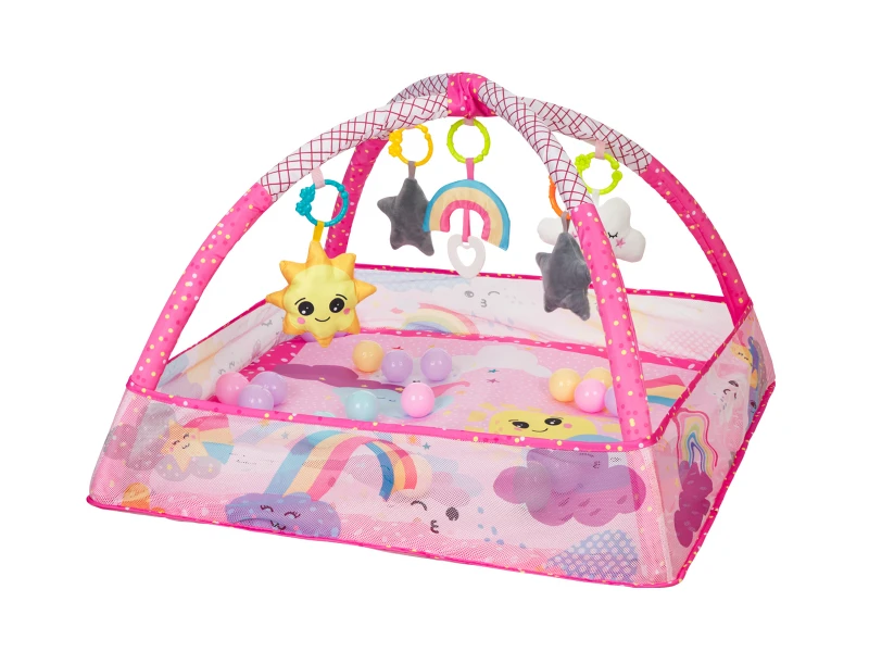 Hracia deka s hrazdou a loptičkami Pink Sky