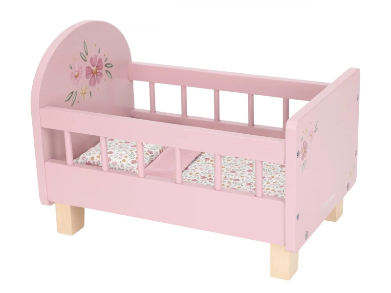 Postieľka pre bábiky drevená s perinkou Pink