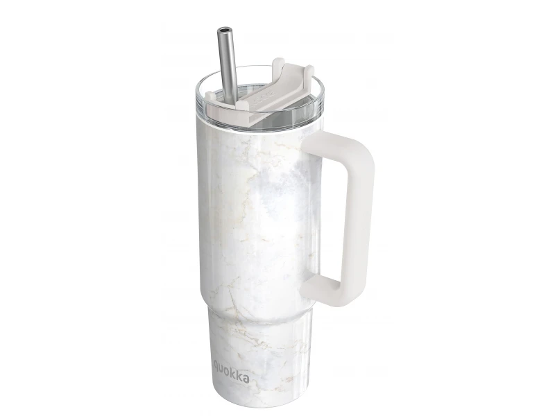 Nerezový termohrnček so slamkou Vibe Marble 880 ml