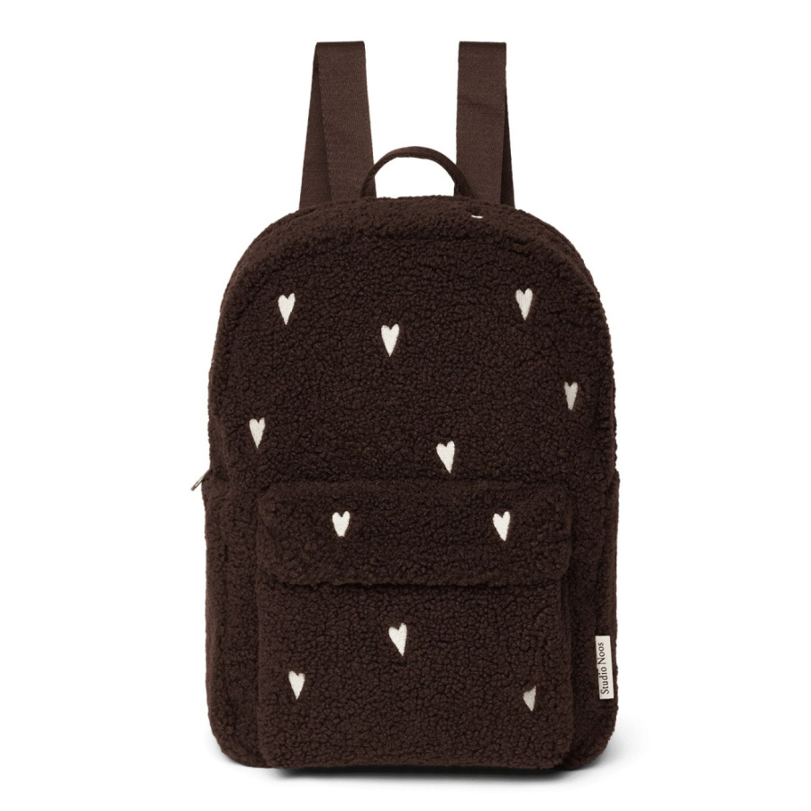 STUDIO NOOS - Teddy Midi BACKPACK - batôžtek s predným vreckom | Chocolate Hearts