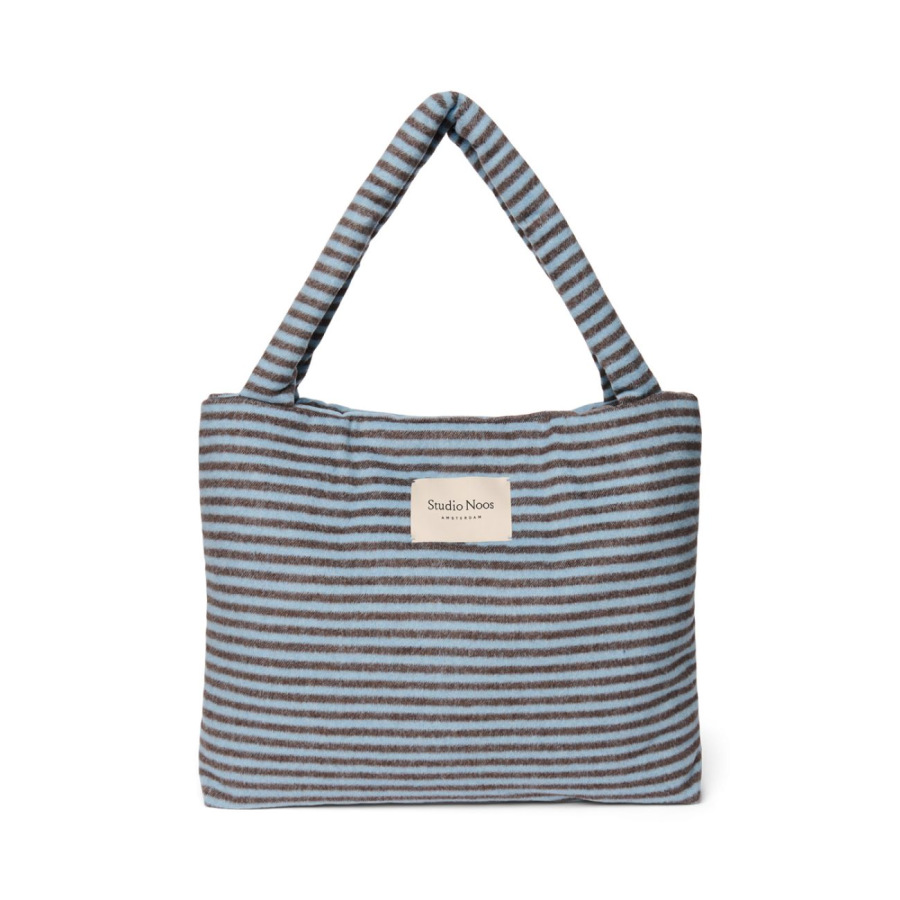STUDIO NOOS - VLNENÁ MOM BAG | Stripy Wool l Light blue Brown