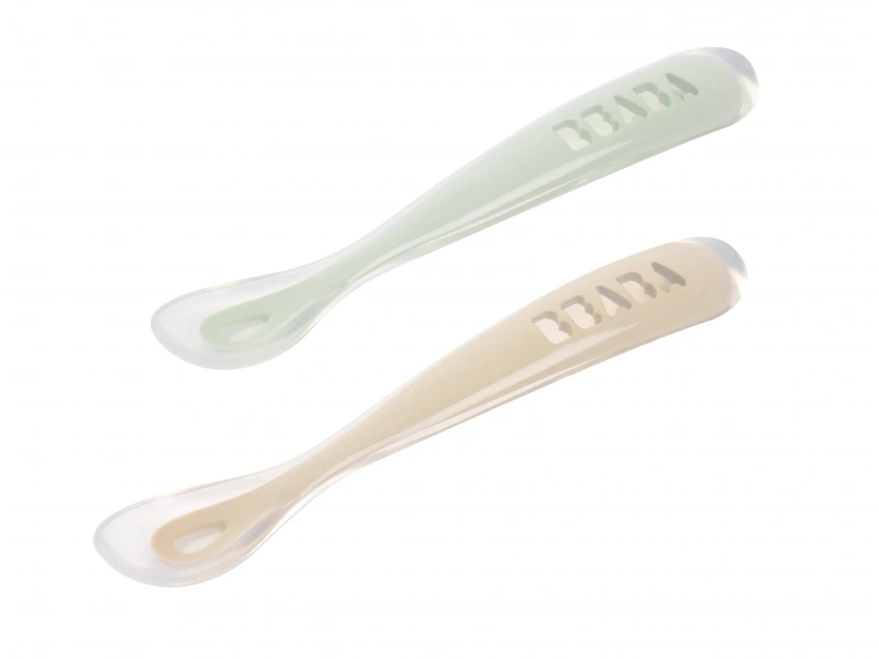 Prvé lyžičky silikónové 2 ks s puzdrom Clay