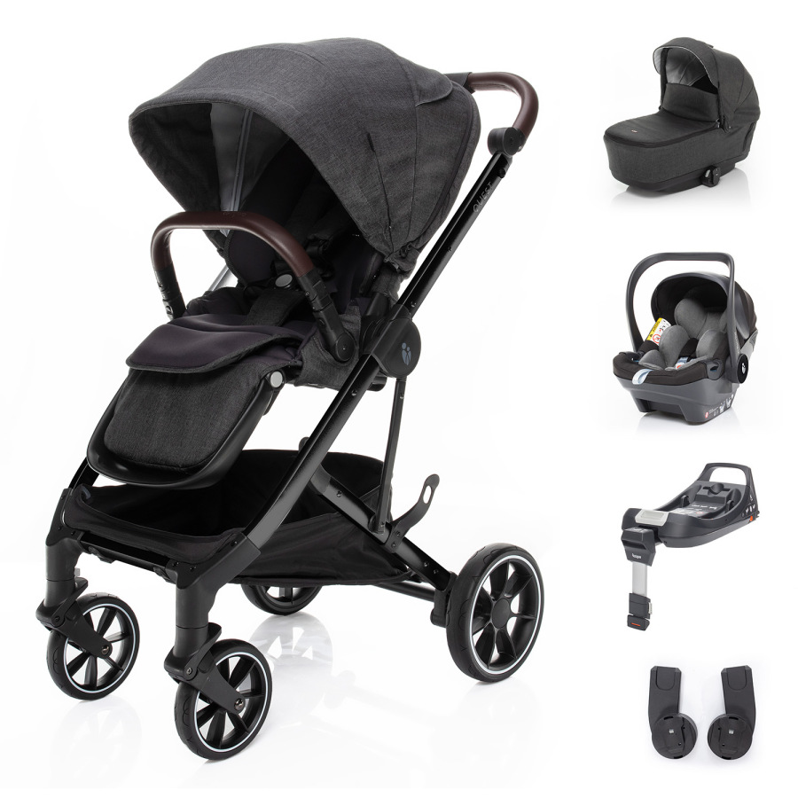 Set kočík Quest+ korba+ adaptéry+ autosedačka+ báza, Vulcan Black/Black