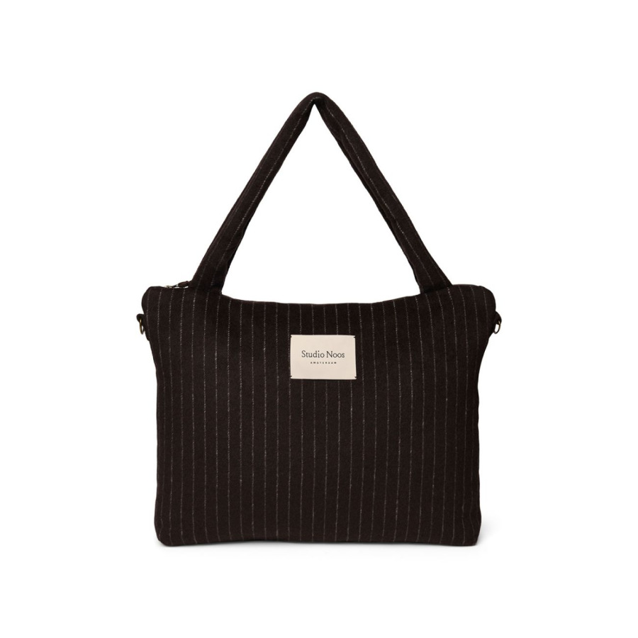 STUDIO NOOS - Flannel Chalkstripe DIAPER BAG | Brown