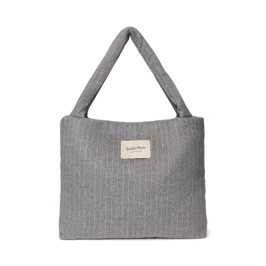 STUDIO NOOS - Flannel Chalkstripe MOM BAG | Light Grey