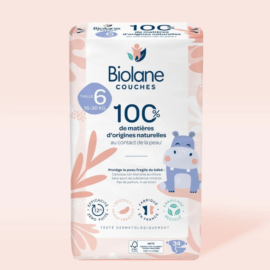 BIOLANE Ekologické plienky veľkosť 6 (16-30 kg), 34 ks