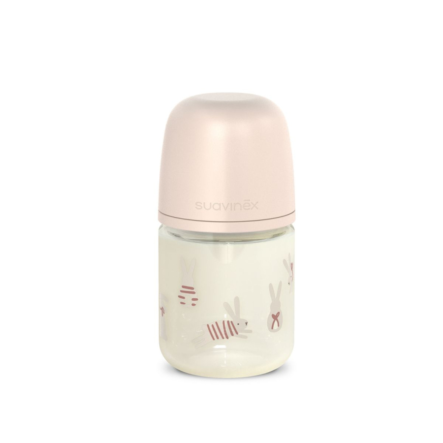 SUAVINEX | Fľaša sklo WONDERLAND NEW 120 ml fyziologická SX PRO +0 SF - ružový králik