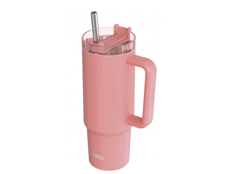 Nerezový termohrnček so slamkou Vibe Coral 880 ml