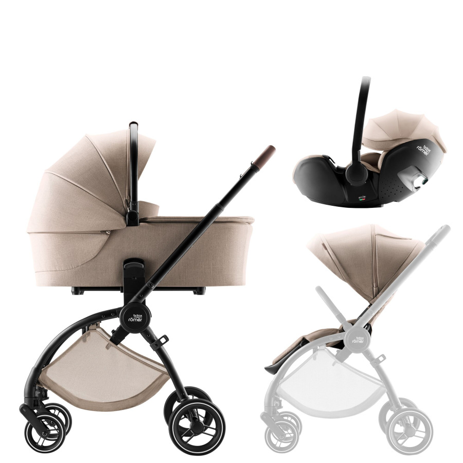 Sada kočíka Rio + hlboká vanička + autosedačka Baby-Safe PRO Style, Teak