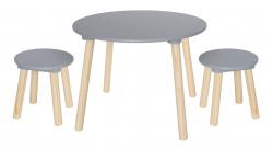 JABADABADO Detský stôl a 2 stoličky sivý