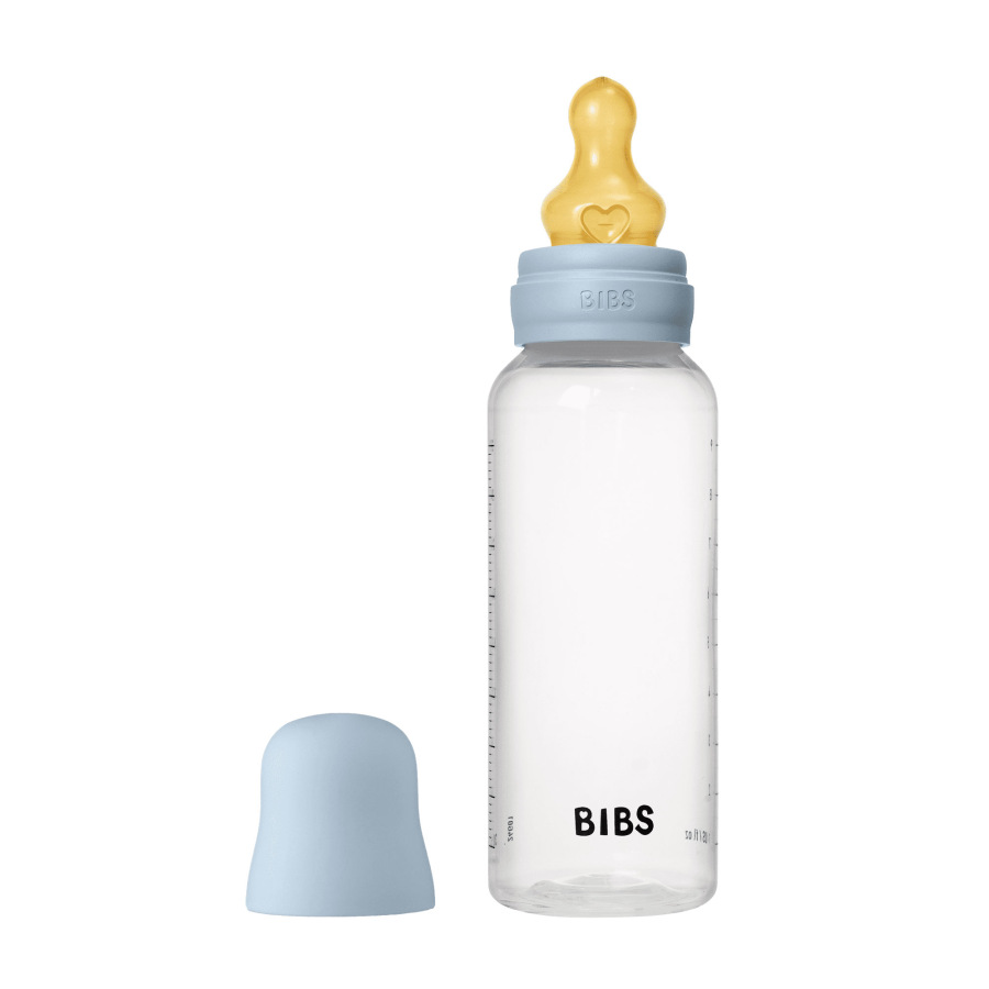 BIBS Antikoliková fľaša s kaučukovým cumlíkom 270ml, Baby Blue