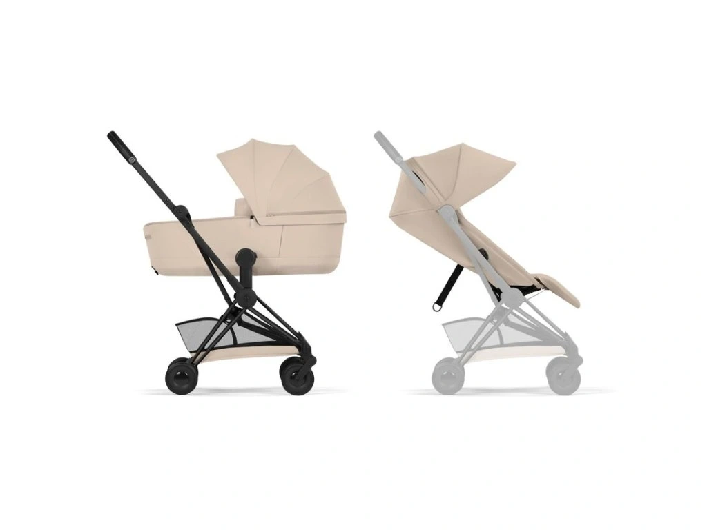 Cybex COYA Comfort frame Matt Black vr. skladacia vanička - Cozy Beige