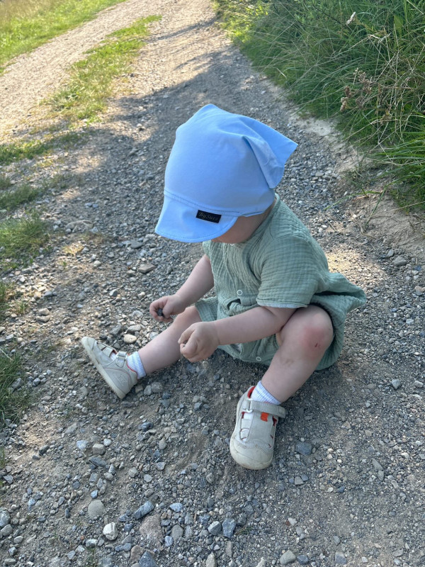 Detská šatka na hlavu s volánom Bavlna - BABY BLUE 1