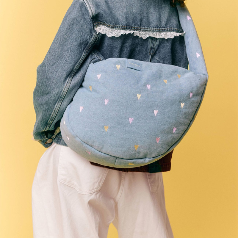 STUDIO NOOS - Denim Cross Body bag | Hearts Light Blue Hearts 6