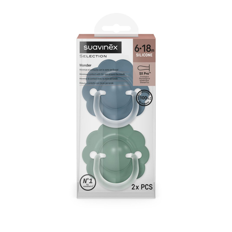 SUAVINEX | Cumlík SX PRO fyziologický 2 KS WONDERLAND NEW 6/18M - modrý + zelený 4