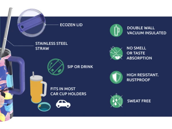 Nerezový termohrnček so slamkou Vibe Oil Petals 880 ml 3