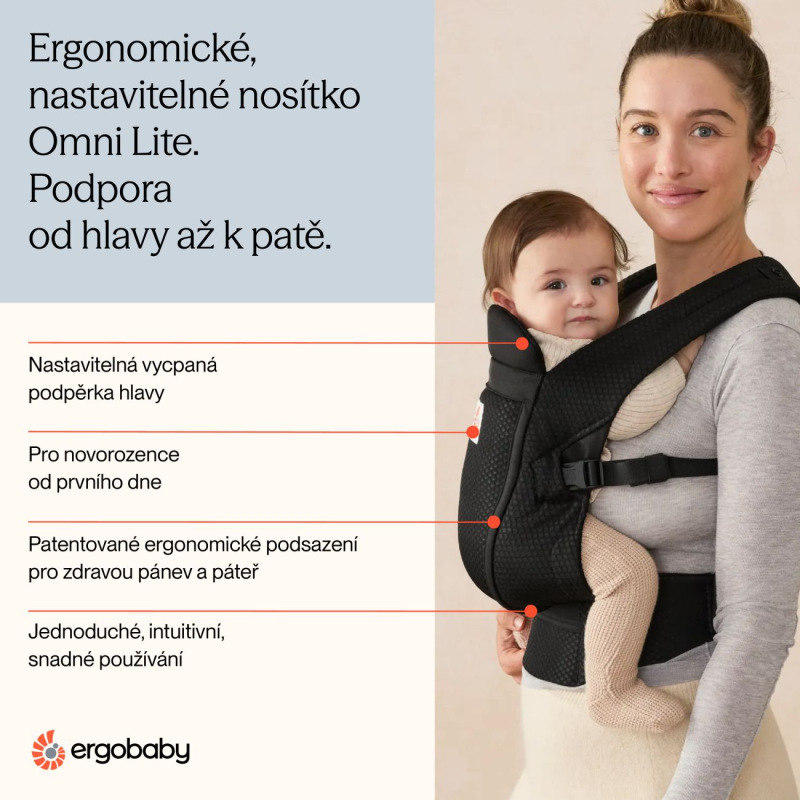 ERGOBABY | Nosič OMNI LITE Mesh - Onyx Black 7