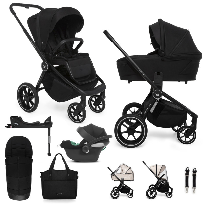 MUUVO SET Kočík 4v1 Quick 4.0 Classic black set + CYBEX Aton B2 i-Size + základňa