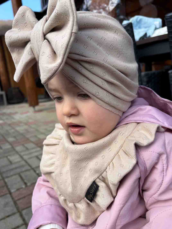 Detská čiapka / Turban s Mašľou, LATTE 3