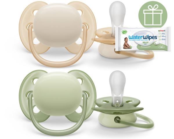 Philips AVENT Cumlík Ultrasoft Premium neutral 0-6m chlapec 2 ks+WW Soapberry 60ks