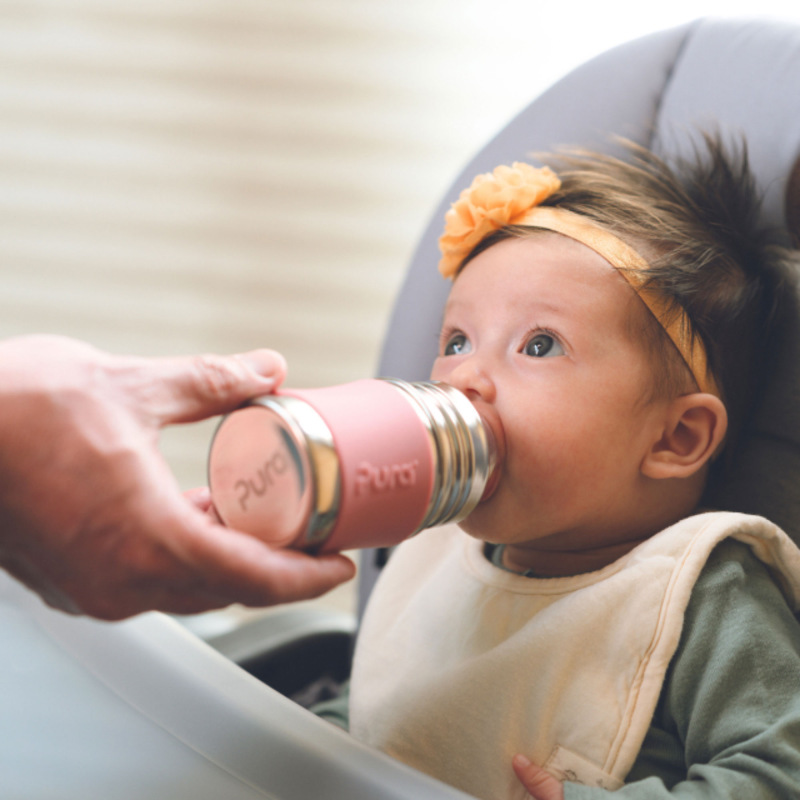 PURA Nerezová dojčenská fľaša 150ml, Rose 1