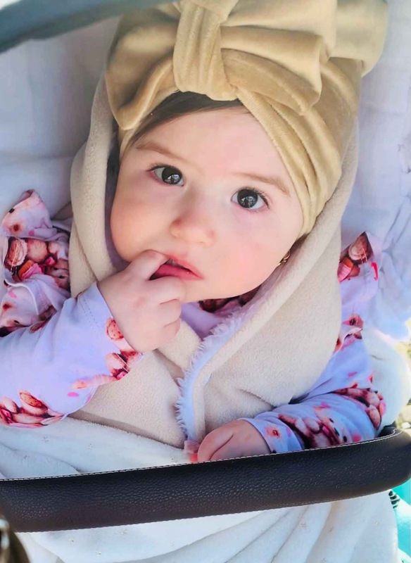 Detská čiapka / Turban s Mašľou, VELVET MOCCA