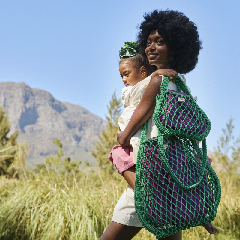 STUDIO NOOS - MACRAME MOM BAG | síťka Green síťka & vnitřní taška Purple Green 4