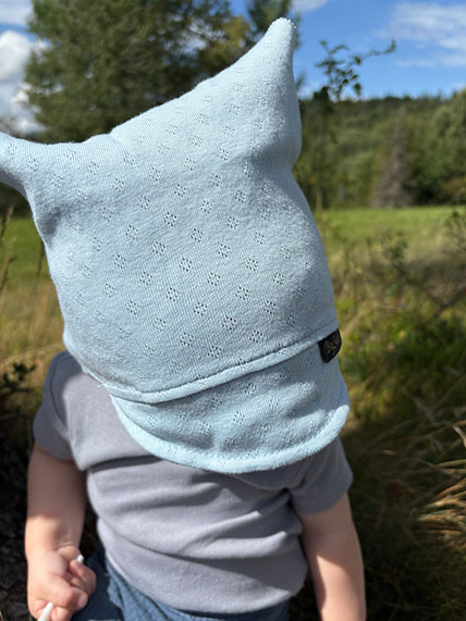 Detská šatka na hlavu s volánom Pointelle - SKY BLUE 9