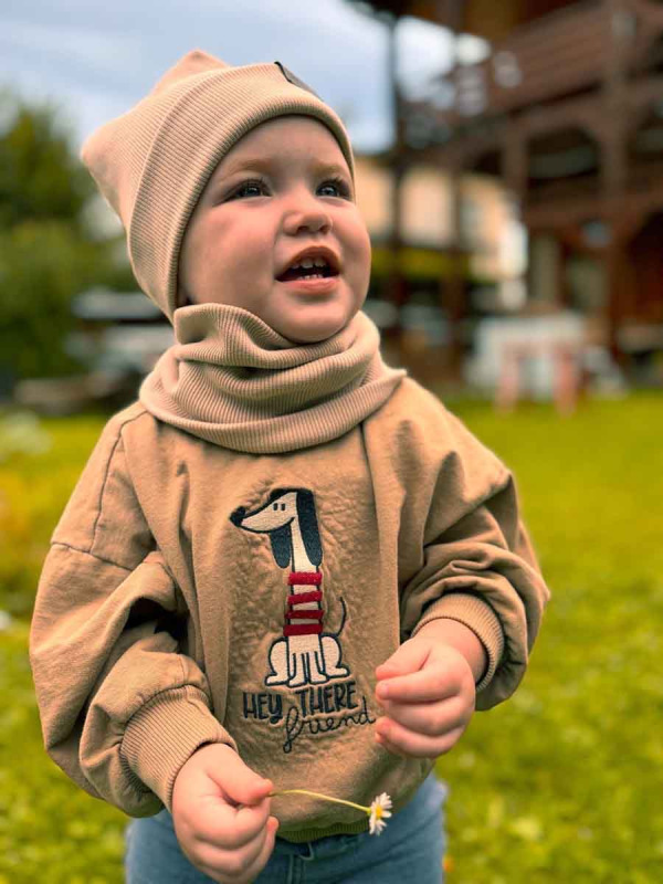 Bavlnená detská čiapka rebro - LATTE 4