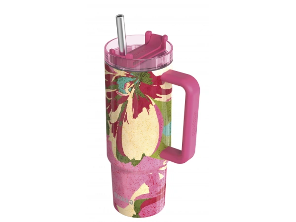 Nerezový termohrnček so slamkou Stream Pink Flambe 950 ml