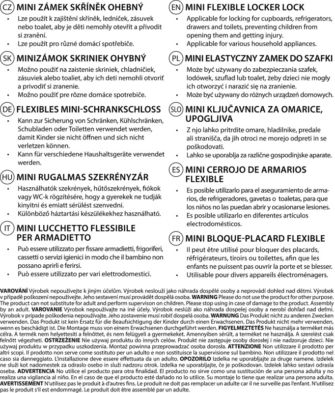 Mini zámok skriniek ohybný 2ks, white 8