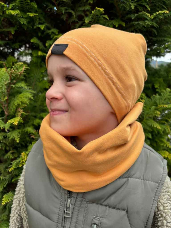 Detský nákrčník bavlna - HORČICOVÁ 1