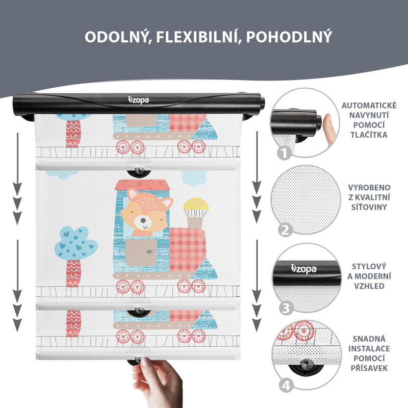 Slunčená clona do auta rolovacia, Fox 1