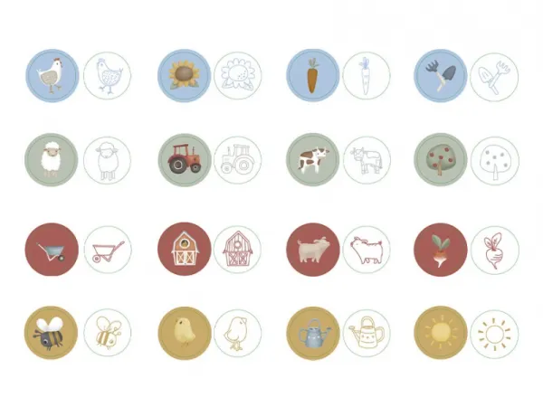 Pečiatky samofarbiace 16 ks Farma 2