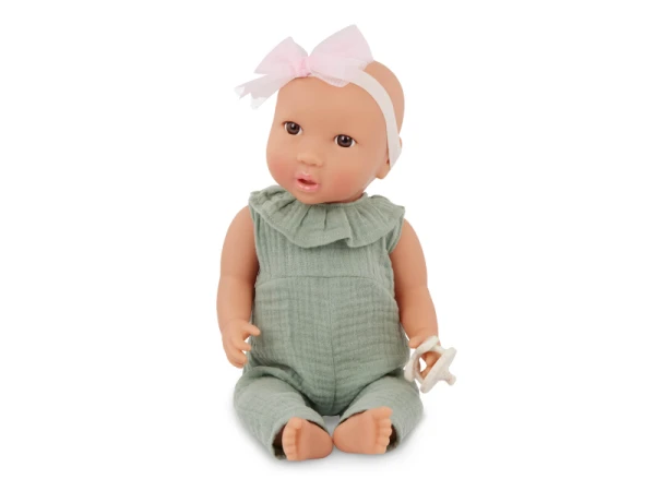 Bábika 35 cm v overale s čelenkou