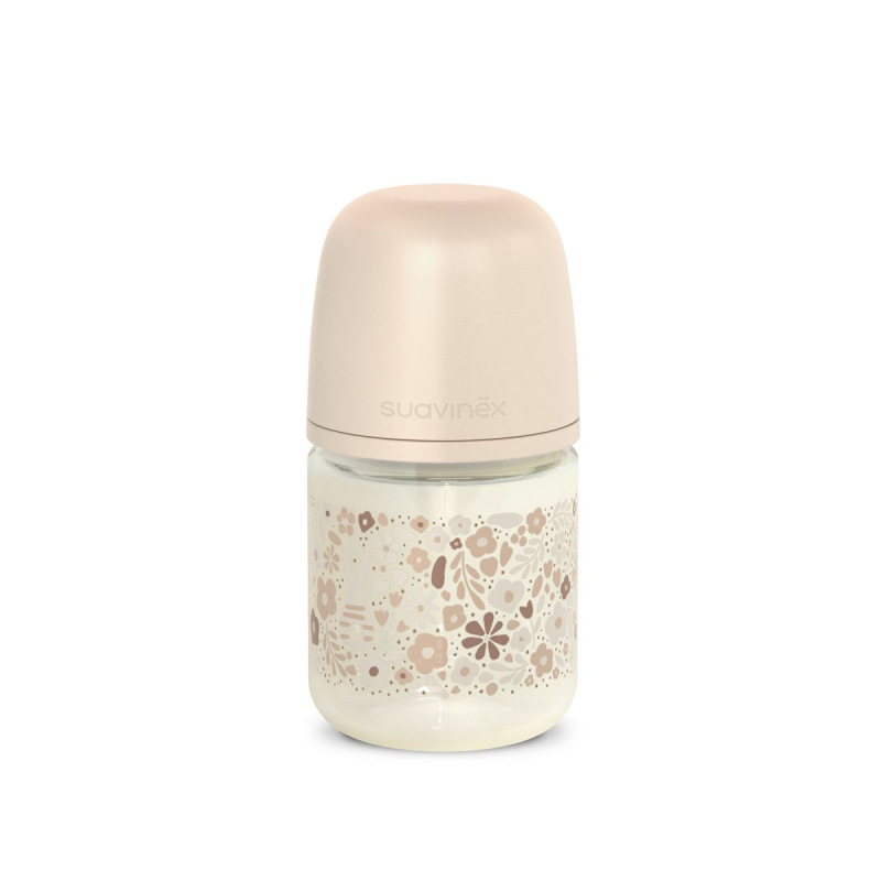 SUAVINEX | Fľaša sklo WONDERLAND NEW 120 ml fyziologická SX PRO +0 SF - krémový kvet