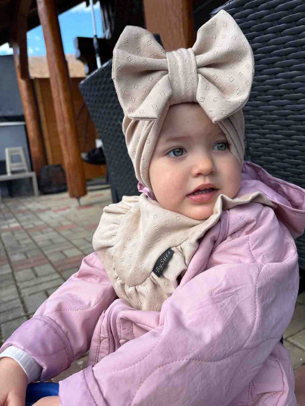 Detská čiapka / Turban s Mašľou, LATTE 1