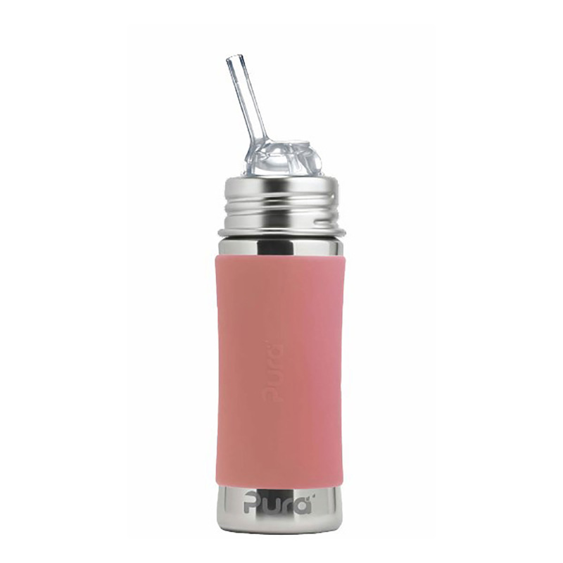 PURA Nerezová fľaša so slamkou 325ml, Rose