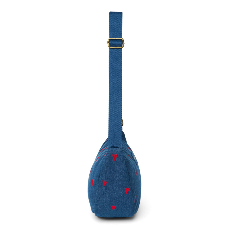 STUDIO NOOS - Denim Adult FANNY kabelka | Dark Blue Red Hearts 2