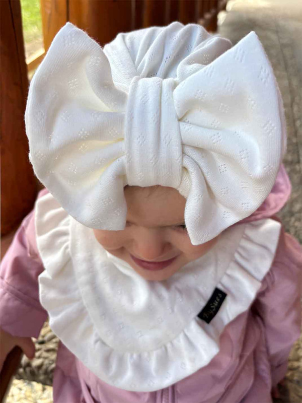 Detská čiapka / Turban s Mašľou, POINTELLE SMOTANOVÁ 2