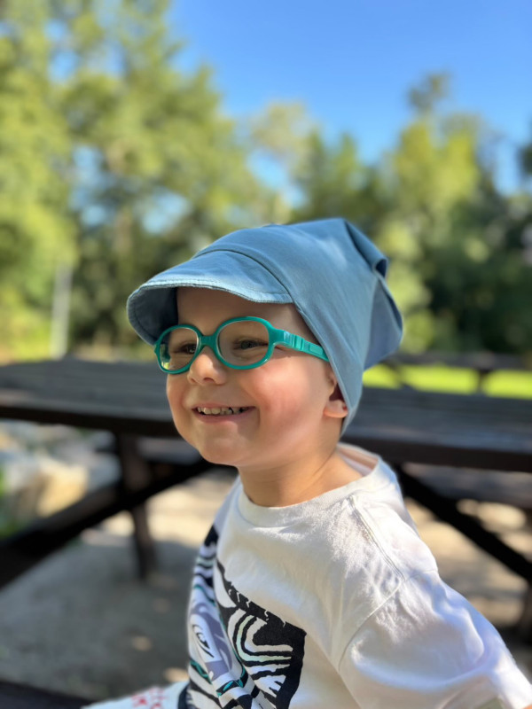 Detská šatka na hlavu s volánom Bavlna - SKY BLUE 4