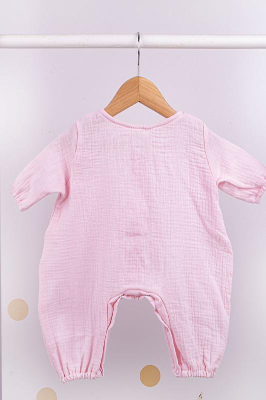 Overal Mušelín dlhý rukáv, BABY PINK