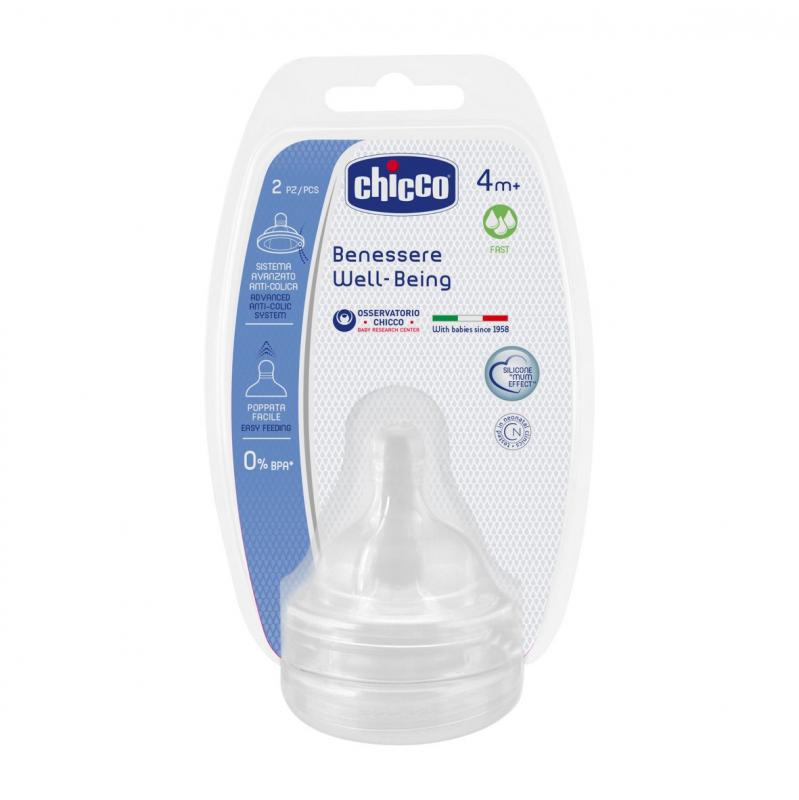 CHICCO fyziologický silikónový
cumlík na fľašu 4+, rýchly prietok