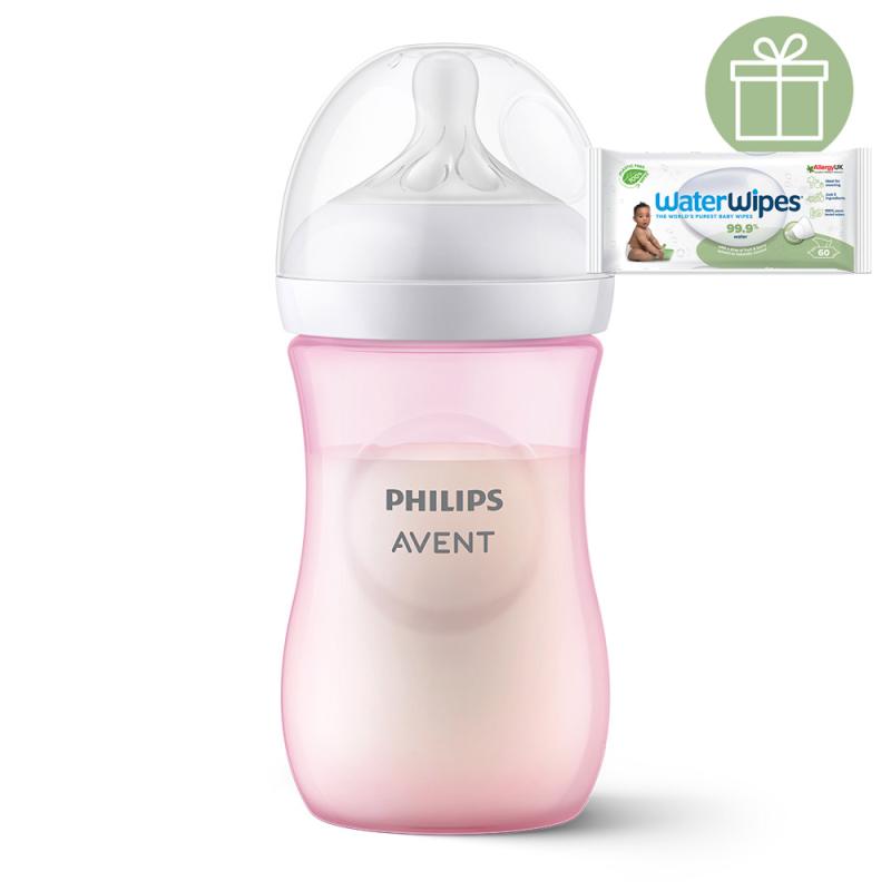 Philips AVENT Fľaša Natural Response 260 ml, 1m+ ružová+WW Soapberry 60ks